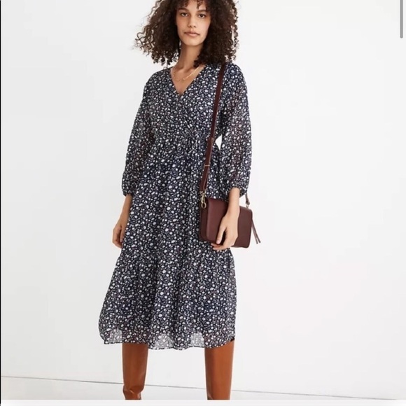 Madewell Tie-Waist Midi Dress in Harvest Vine - Picture 1 of 10
